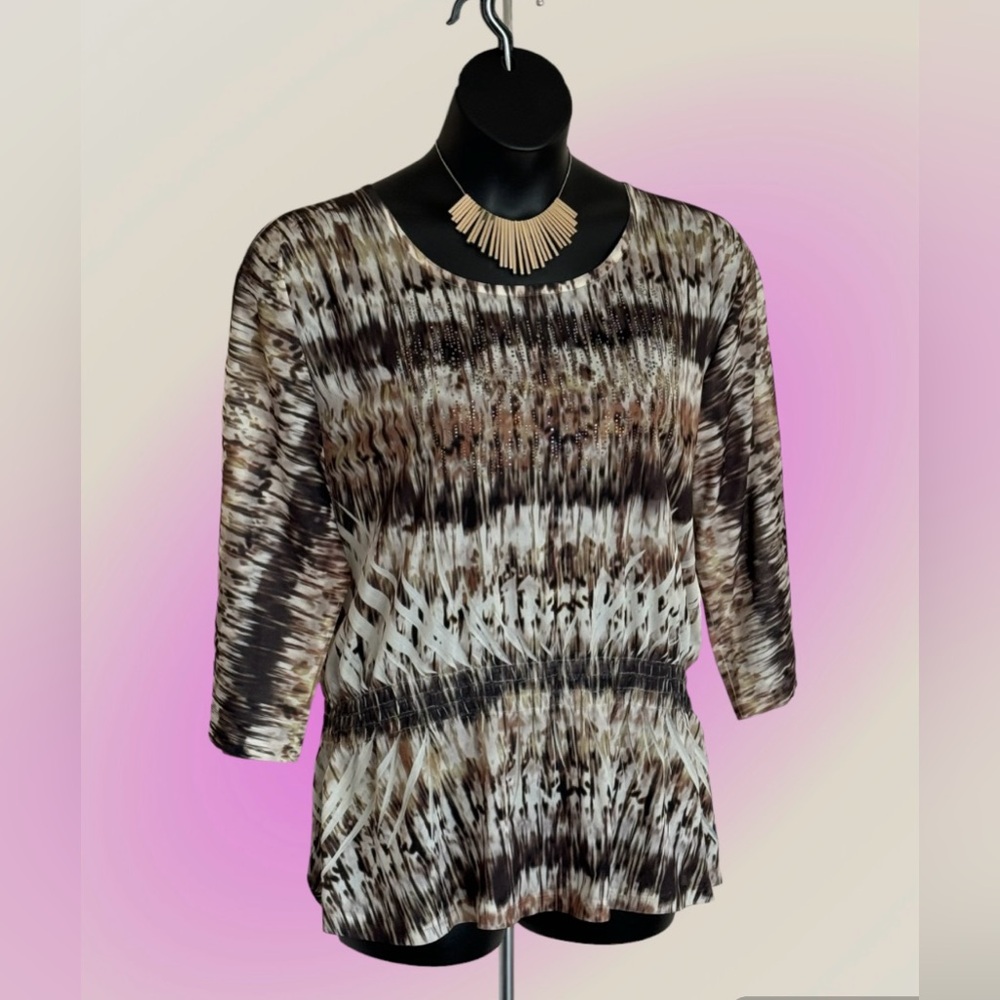 Women's Chico's Silky Colorful Embellished Incredibly Soft Lightweight Blouse L